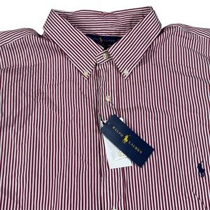 SOLD***Polo Ralph Lauren Stripe Button Down Shirt Long Sleeve Casual Red Men’s